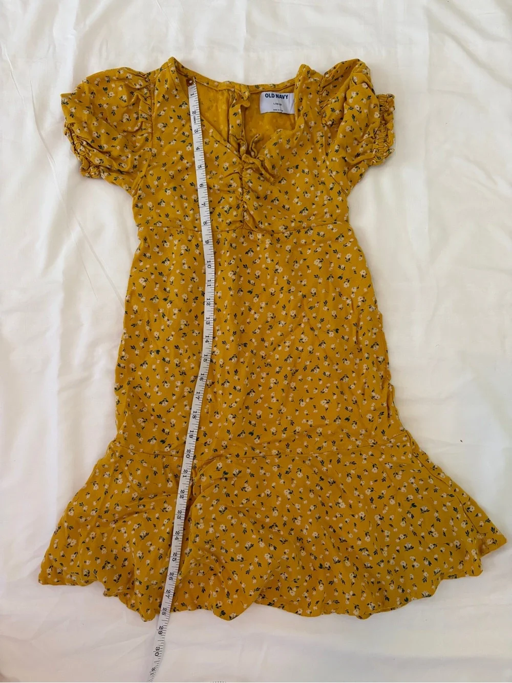 Old Navy Yellow Floral Short Sleeve Dress, size L, 10/12 (girls)